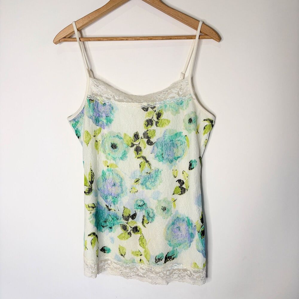 Maurices 90s Y2K Style Tank Top Cami Lace Floral White Fairycore Layer Women M